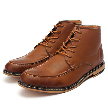 Mens chaussures habillées bottes à lacets en cuir PU casual élevés richelieus